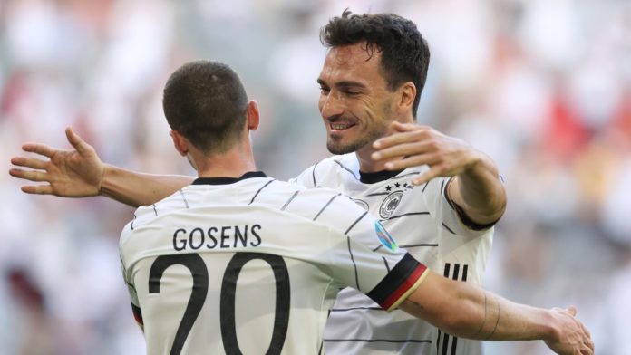 Robin Gosens of Germany celebrates with Mats Hummels after scoring their side's fourth goal Image credit: Getty Images