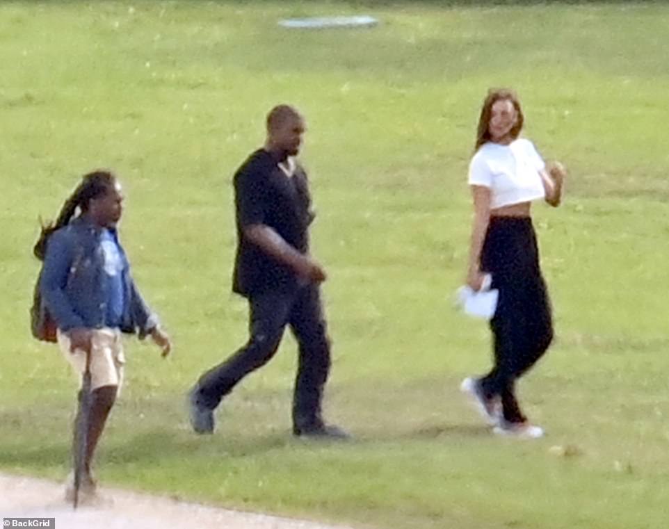 Kanye and his crew: The rapper was also accompanied by a group of team members who kept a careful watch over the pair