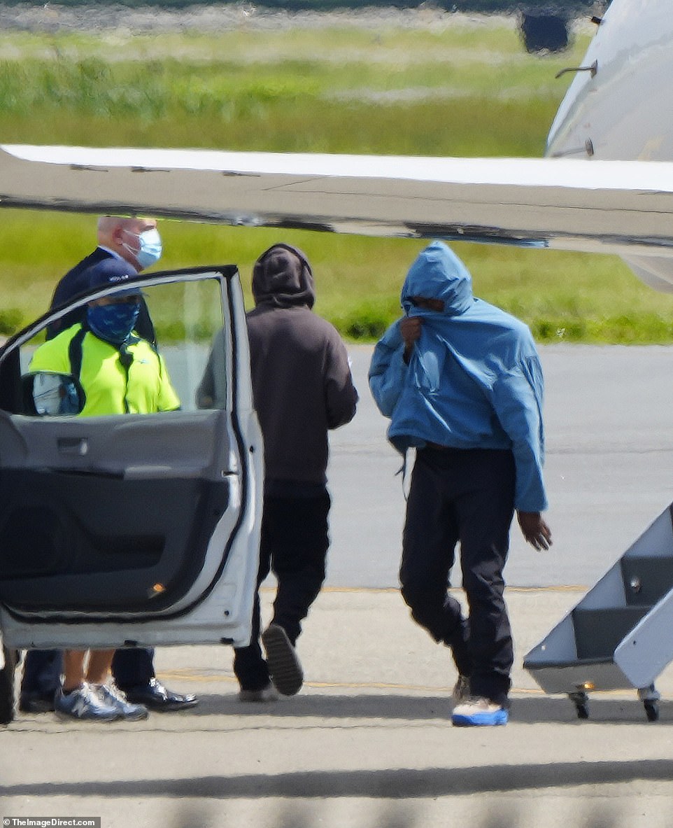 The morning after: On Wednesday, Kanye was seen with Irina landing at a New Jersey airport after their vacation together