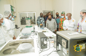 President Nana Addo Dankwa Akufo-Addo inspecting the new factory of Premium Foods Limited