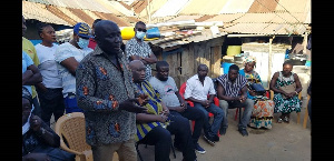 Member of Parliament for Essikado Ketan, Joe Ghartey at the residence of the late Abass Seidu