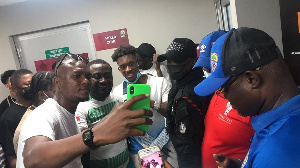 Odoi with some fans at the Stadium