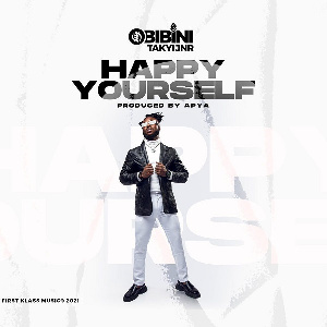 Covert art of Obibini Takyi's new song titled Happy Yourself
