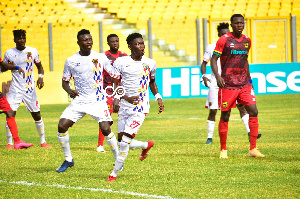 A photo of a Ghana Premier League game between Hearts of Oak and Asante Kotoko