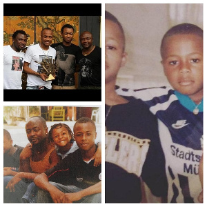 The Ayew brothers brothers with their father