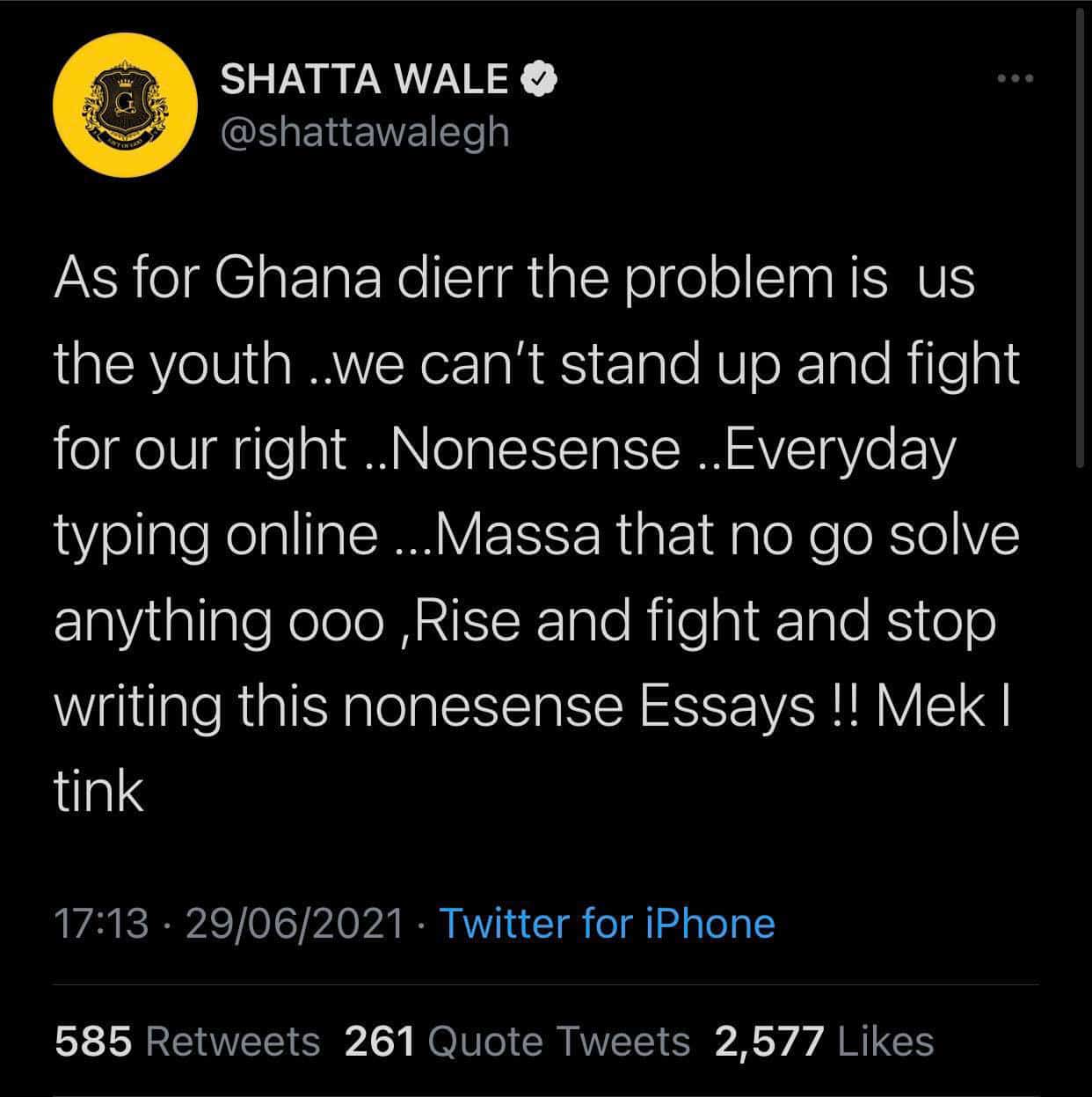 Shatta Wale speaks on #FixTheCountry