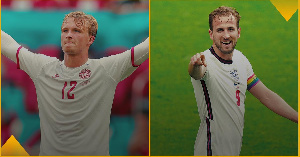 Kasper Dolberg(L) and Harry Kane have qualified Denmark and England respectively