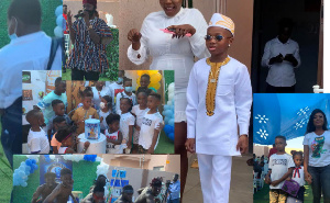 Yussif Abass Giwa dressed in a white kaftan and a pair of sunglasses