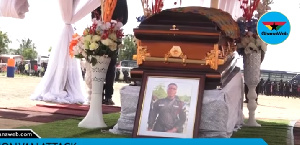 Mortal remains of the late Lance Corporal Emmanuel Osei laying in state