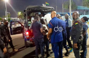 A photo of police officers at the Accra Sports Stadium