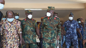 Major General Dr Emmanuel Kotia with Douti Lardja during engagement