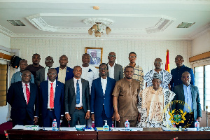 Mustapha Ussif in a group photo with members of the board and officials of his ministry