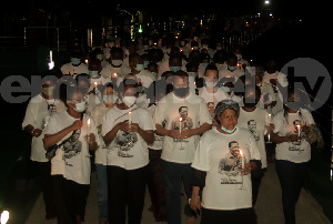 The procession is taking place at the SCOAN headquarters in Lagos, Nigeria