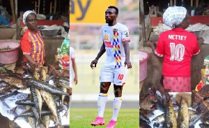 Accra Hearts of Oak midfielder, Emmanuel Nettey and his mum