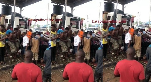 The tipper truck destroyed the toll booth completely