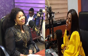 Nana Agradaa (Evangelist Patricia Oduro Kwarteng) being interviewed by Nana Aba Anamoah