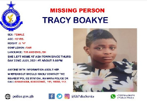 A photo of missing 15-year-old Tracy Boakye