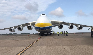 The Antonov An-225 Mriya, a strategic cargo flight, arrived at the KIA for a short stop