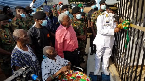 Ex-Corporal Prince Amartey with Vice Admiral Seth Amoama during the commissioning