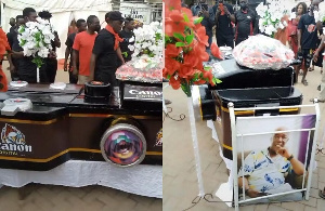 The actor was buried in a camera-shaped coffin