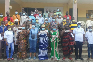 Group photo of stakeholders who attended seminar on impact of 'killer robots' in Marfokrom