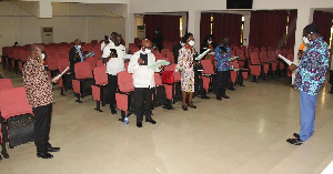 Dr Yaw Osei Adutwum inauguratin the seven governing councils of public universities