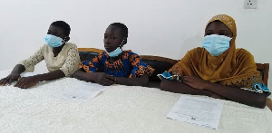 Teenage girls speaking to the media in Bolgatanga