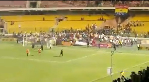 Hearts of Oak fans invaded the pitch shortly after the trophy presentation