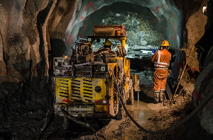 Miners at work at the Obuasi mines