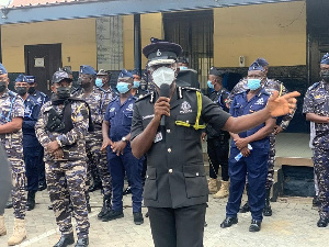 COP George Akuffo Dampare speaking to his officers before the demonstration