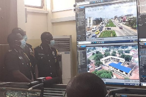 Officers at work in the Police MTTD Surveillance Center in Accra