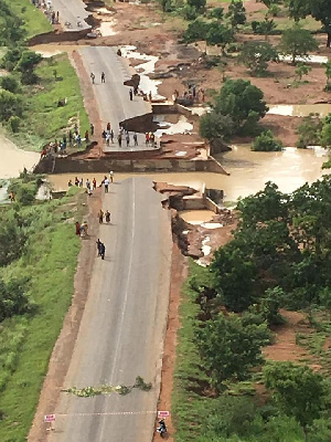 The region has been cut off because the bridge connecting it has been washed away