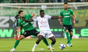 Midfielder Yaw Yeboah in action during a game