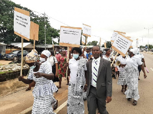 Some SDA church members with placards