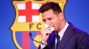 Messi broke into tears during his final press conference at Barcelona