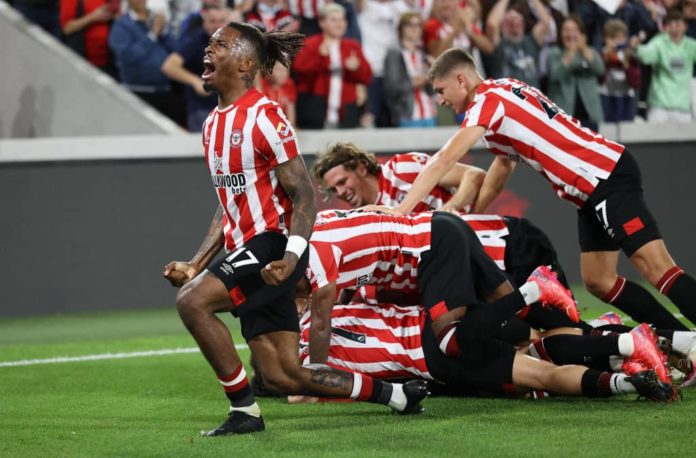 Brentford players celebrate