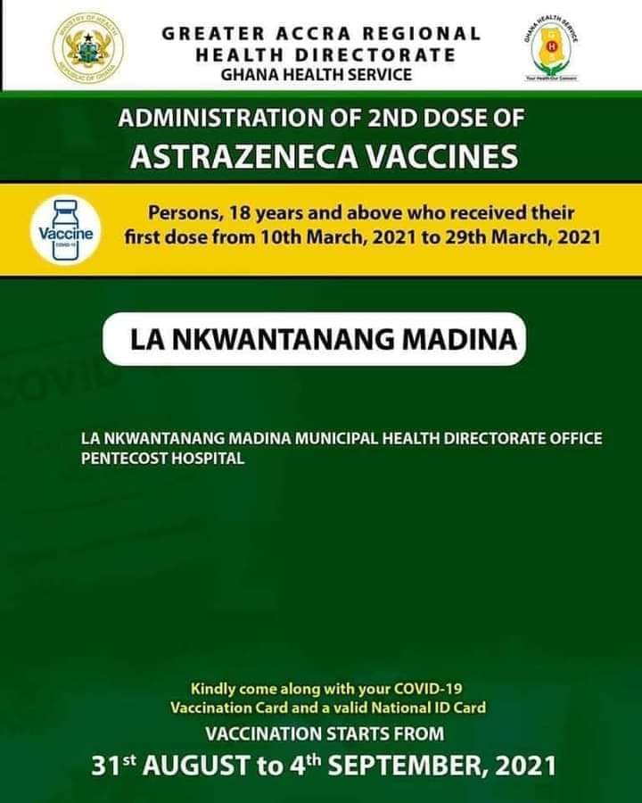 Check out where to get 2nd dose of AstraZeneca vaccine from Aug 31 to Sept. 4