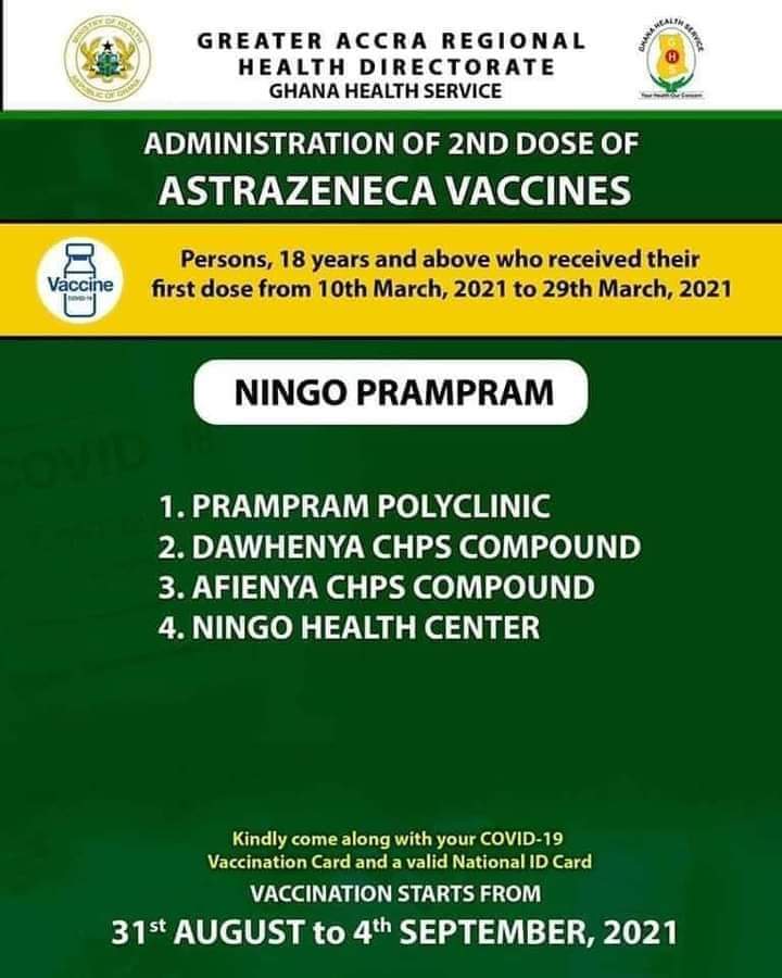 Check out where to get 2nd dose of AstraZeneca vaccine from Aug 31 to Sept. 4