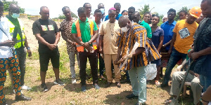 Nana Kwarteng Amanfo cutting sod for the construct a non-denominational prayer centre