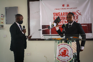 Wonder Victor Kutor, SRC President, being sworn in by the SRC CJ, Lord Percivals Agbavor