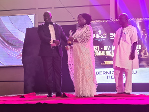 Former, MP for Hohoe Dr. Bernice Adiku Heloo receiving her award from organisers