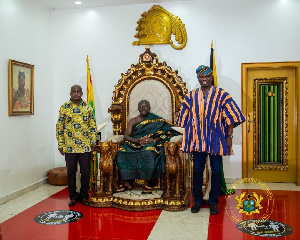 Mustapha Ussif, Simon Osei Mensah with Otumfuo