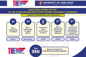 The Times Higher Education ranking named UCC as Ghana's best varsity