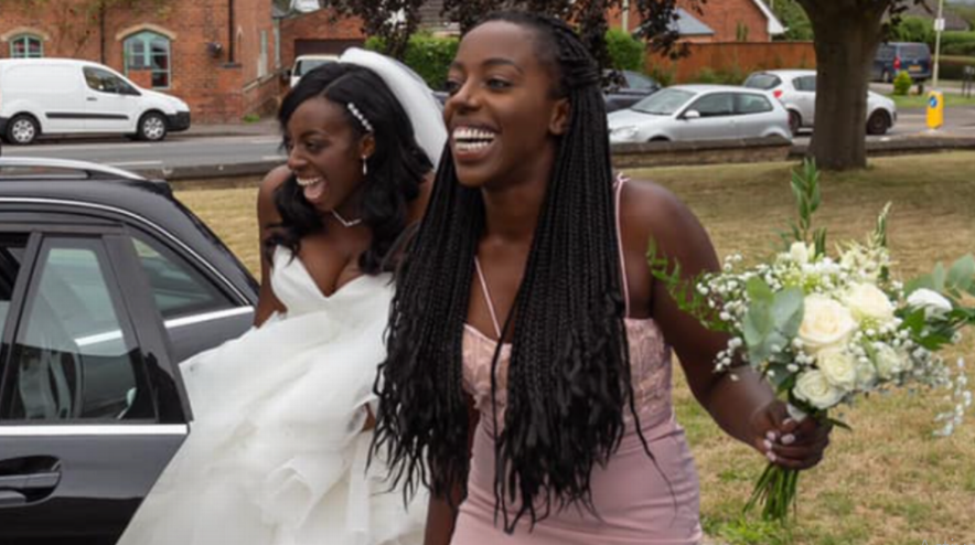 Bride forced to stand by the roadside to beg for a ride on her wedding day after car breaks down on the way to church