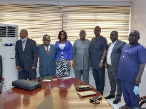 Leaders of the group during a courtesy call on GBC DG, Prof Amin Alhassan (middle)