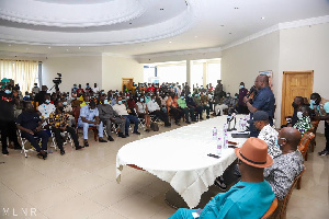 Samuel Abdulai Jinapor interacting with small scale miners