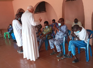 The prayer session was led by Father Andrews Campbell, Head of the Weija Leprosarium