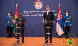 Akufo-Addo addresses a joint press conference with his Serbian counterpart