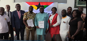 Leadership of both GhanaWeb and Angel Broadcasting Network after the partnership signing