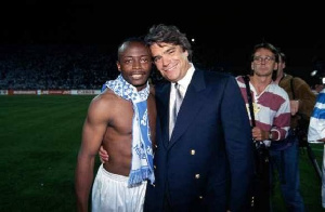 Legendary Abedi Ayew Pele and the late former Marseille President, Bernard Tapie